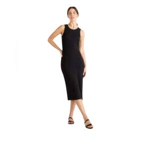 NWT Small Quince Tencel Rib Knit Sleeveless Dress Black